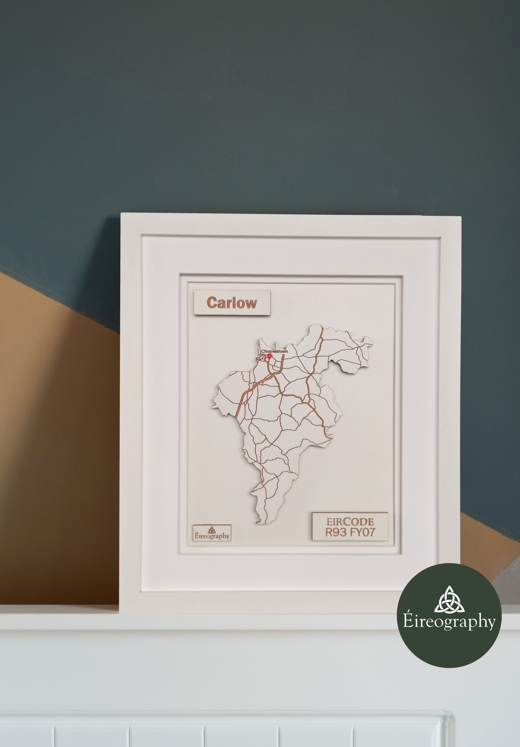 Carlow medium frame white plus logo background